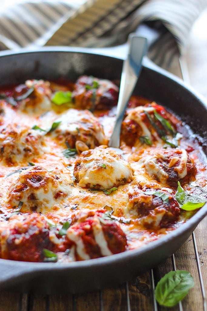 This cheesy meatball skillet has so many ways to be enjoyed! Pop them in a sub or mix them with pasta, or have them with some bread!