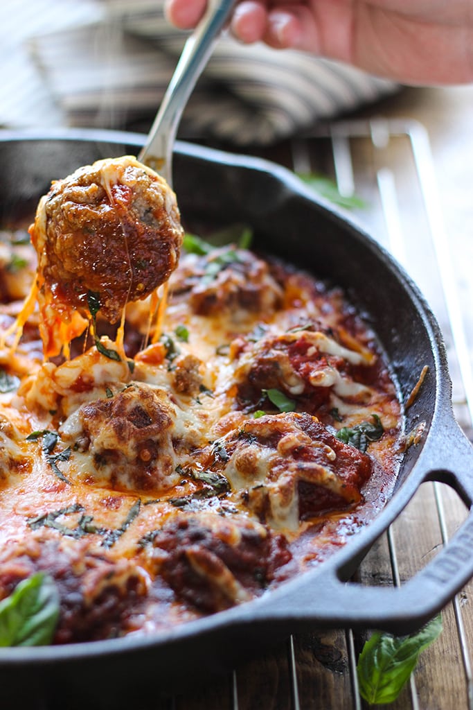 This cheesy meatball skillet has so many ways to be enjoyed! Pop them in a sub or mix them with pasta, or have them with some bread!