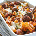 Here's comfort in a bowl. This meatball pasta bake can be a 5 ingredient recipe with store-bought items or with homemade Parmesan meatballs and marinara sauce.